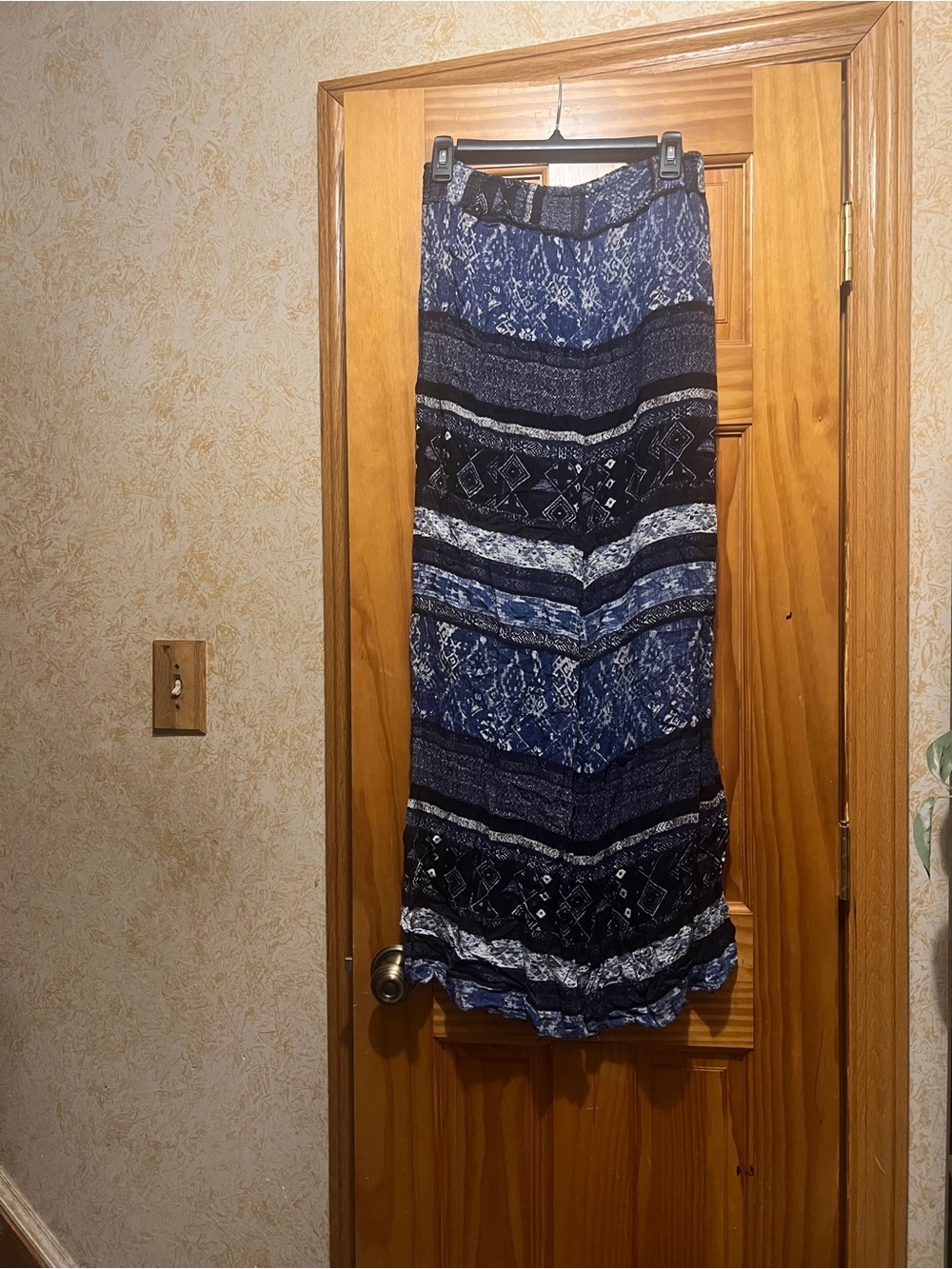 Urban Outfitters Indigo Blue Patterned Maxi Skirt
